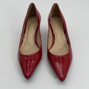 Talbots Jada Cherry Red Size 8 Kitten Heel Heels Original Box Leather Shoes